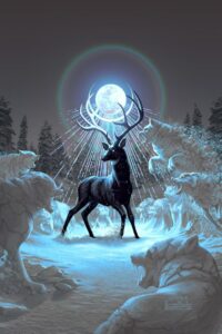 Moon in Taurus, Mrigashira nakshatra, the symbol is a deer's head.