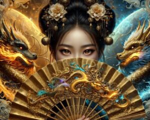 Moon in Sagittarius, Purva Ashada, symbolized by a fan.