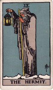 New Moon Partial Eclipse in Virgo, Hermit card.