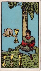 Moon in Pisces, Uttara Bhadrapada to Revati, the Four of Cups Tarot card.