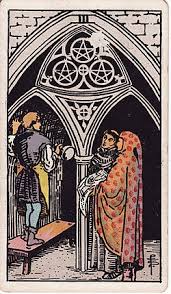 Moon in Capricorn, Shravana, Three of Pentacles Tarot card.